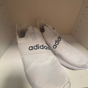 adidas Kids White Slip-On Sneakers with Elastic Strap